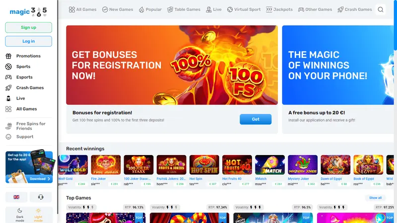 Magic365 casino con bono de bienvenida por etapas