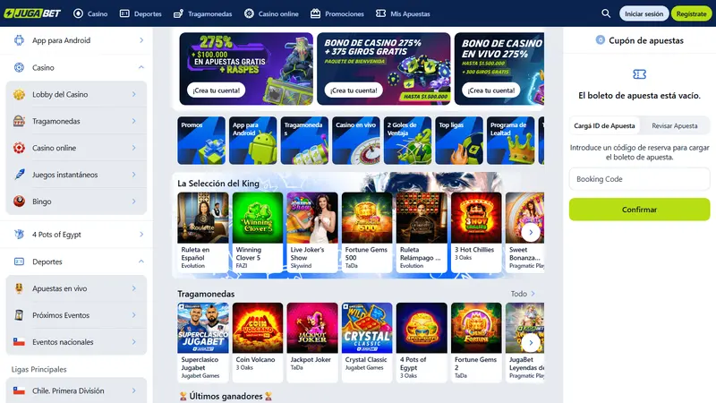 Jugabet casino con bono en pesos argentinos